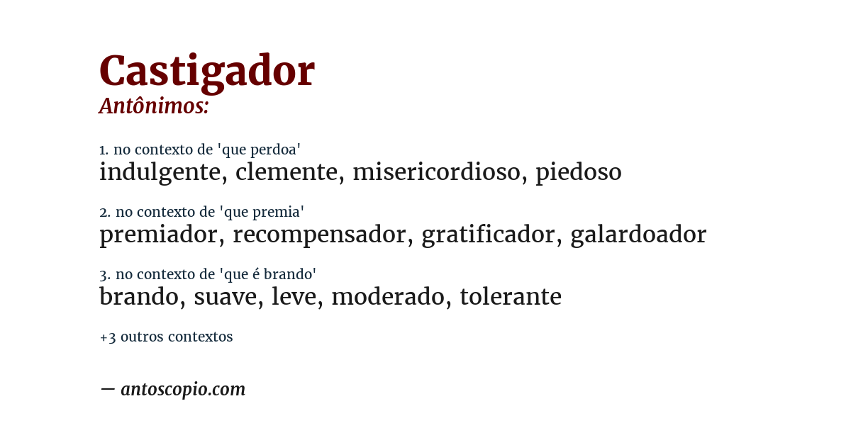Antônimo de castigador