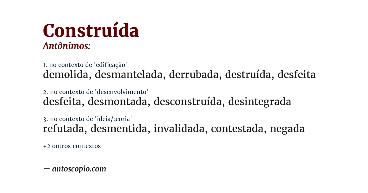 Antônimo de construída