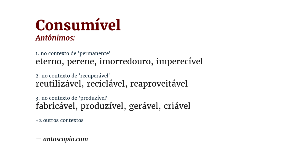 Antônimo de consumível