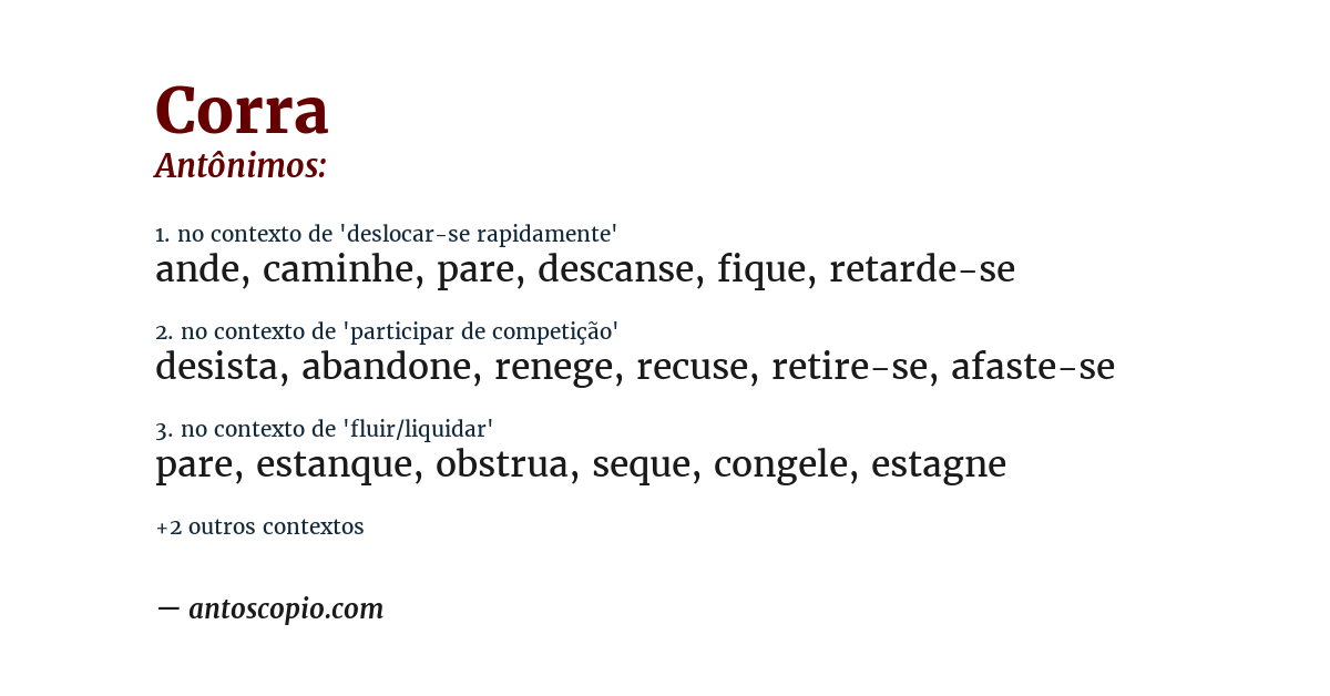 Antônimo de corra
