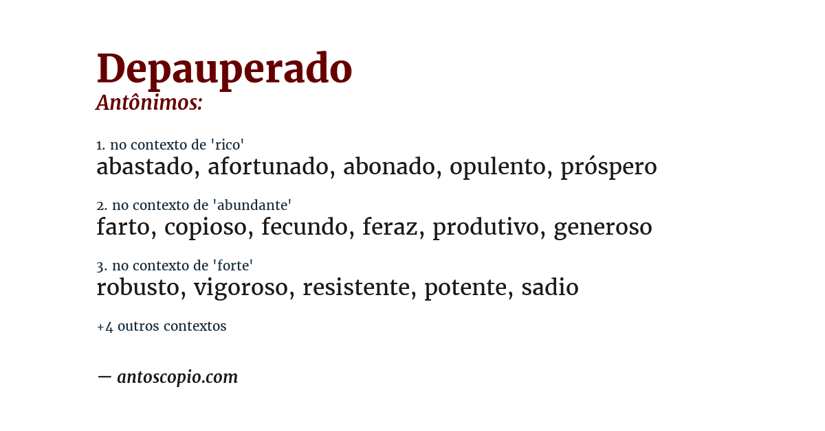 Antônimo de depauperado