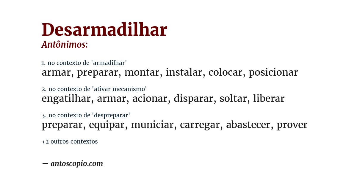 Antônimo de desarmadilhar