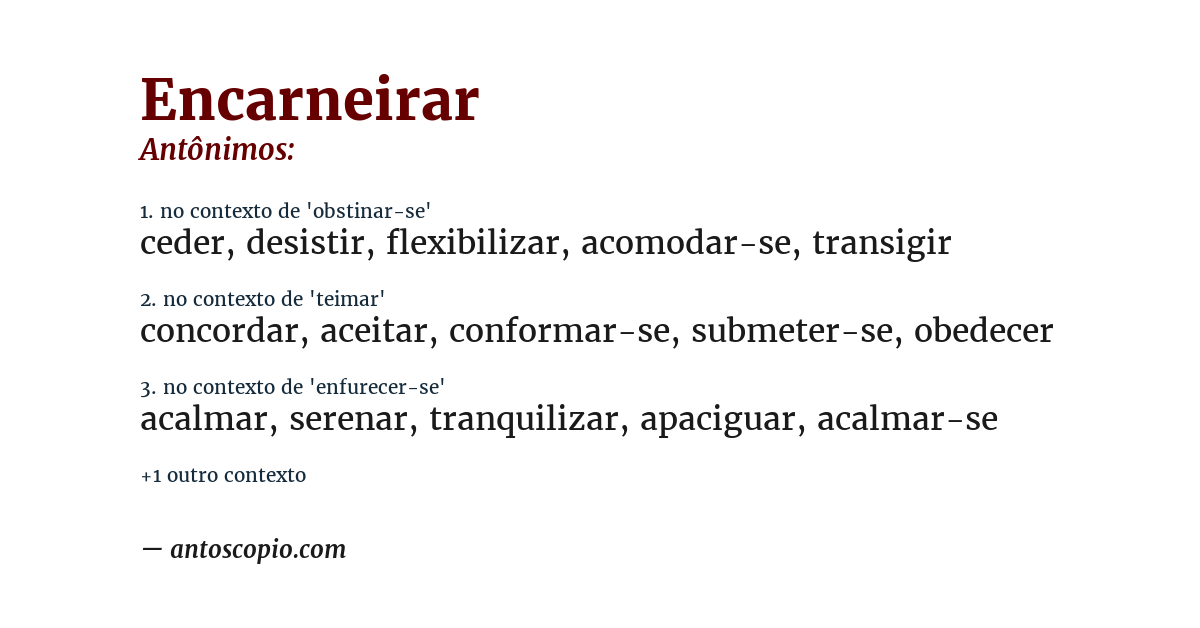 Antônimo de encarneirar
