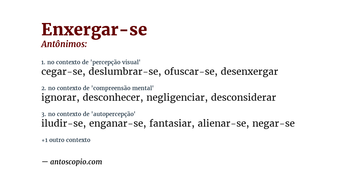 Antônimo de enxergar-se