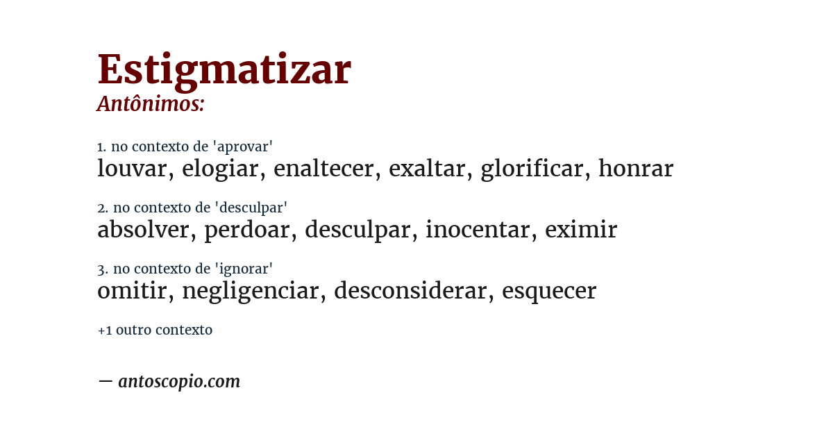 Antônimo de estigmatizar
