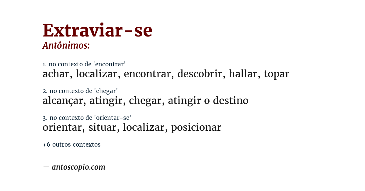 Antônimo de extraviar-se