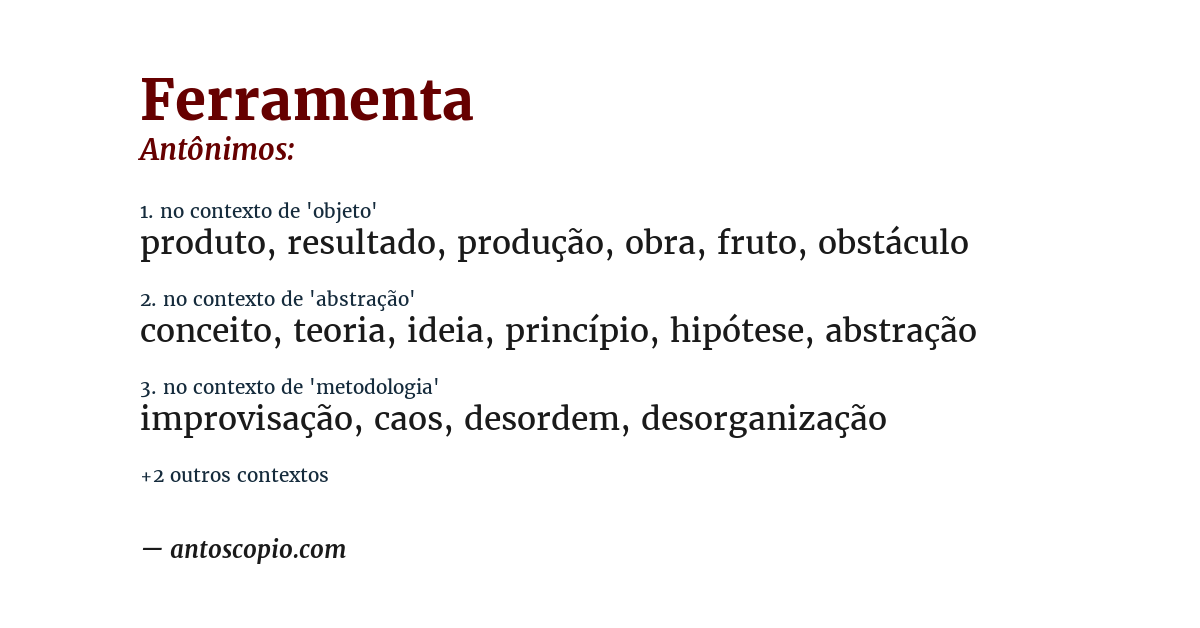 Antônimo de ferramenta