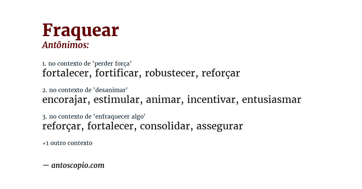 Antônimo de fraquear