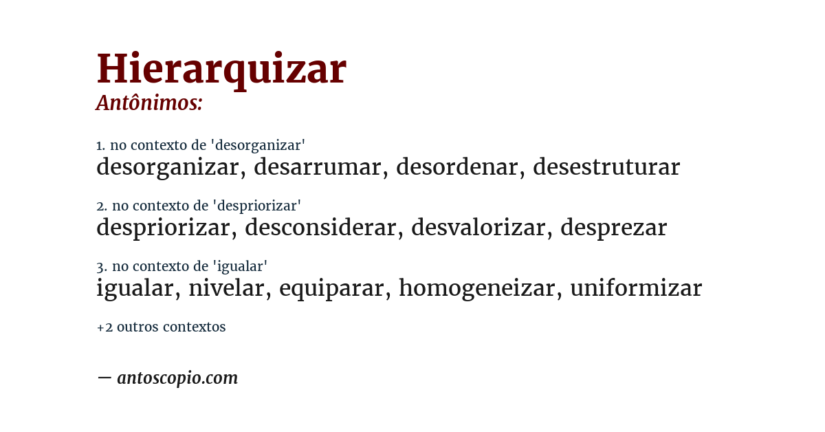 Antônimo de hierarquizar