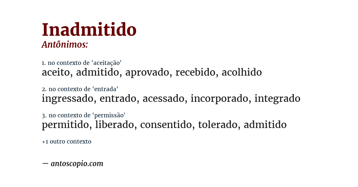 Antônimo de inadmitido