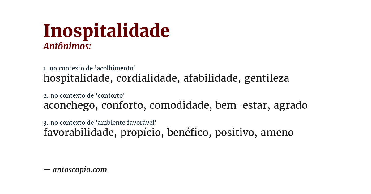 Antônimo de inospitalidade