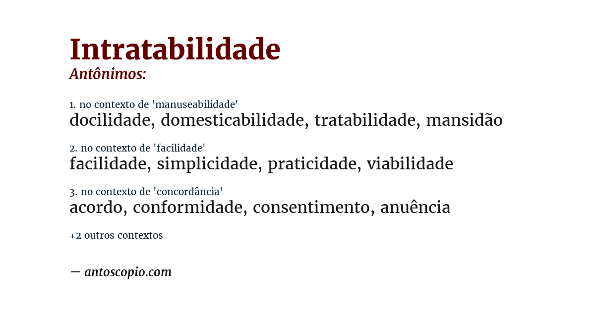 Antônimo de intratabilidade