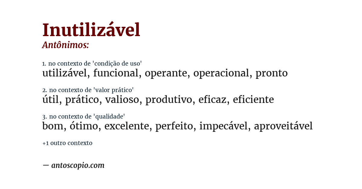 Antônimo de inutilizável