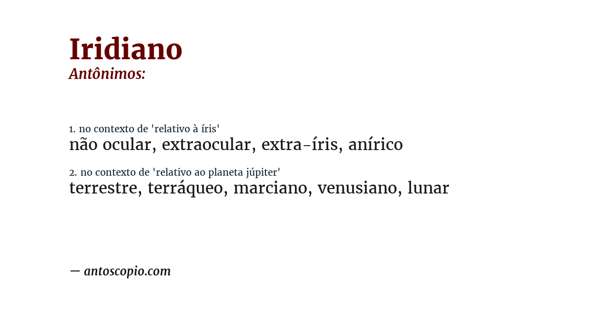 Antônimo de iridiano