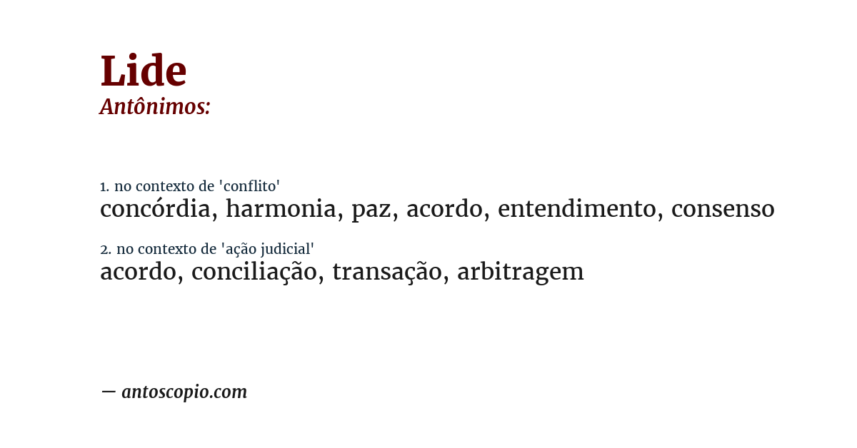 Antônimo de lide
