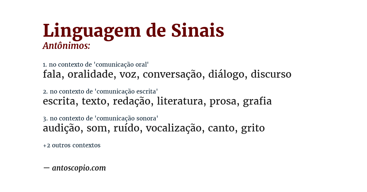 Antônimo de linguagem de sinais