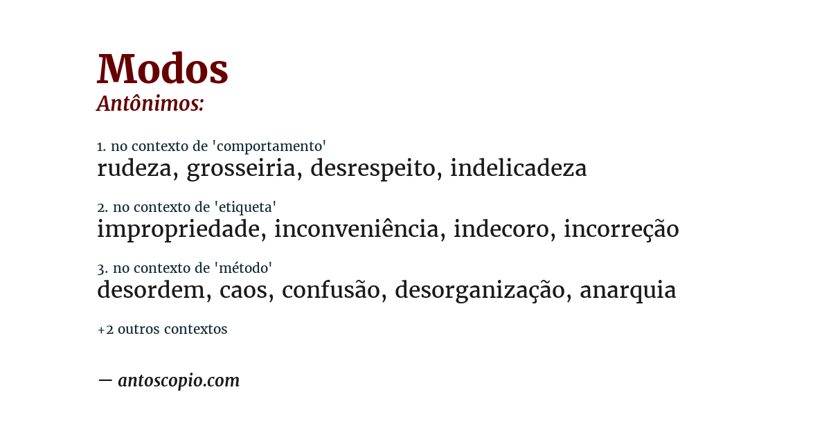 Antônimo de modos