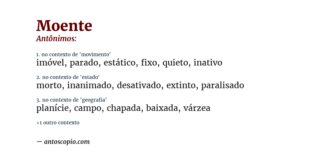 Antônimo de moente