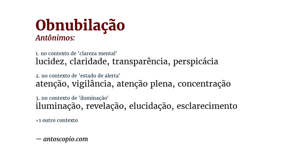 Antônimo de obnubilação