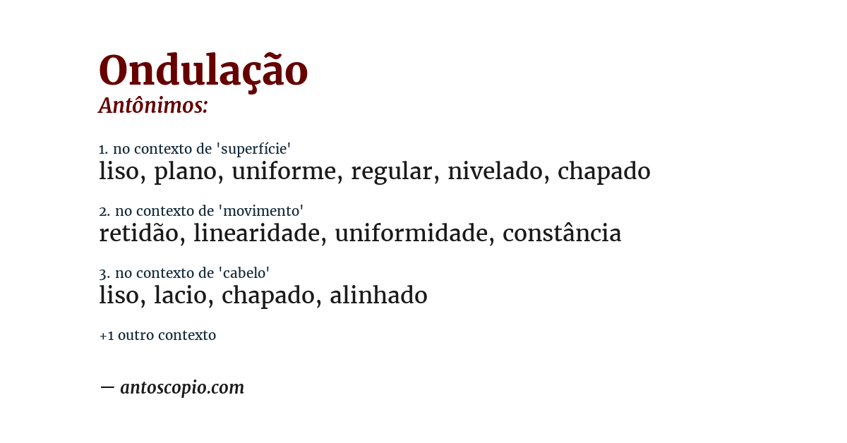 Antônimo de ondulação