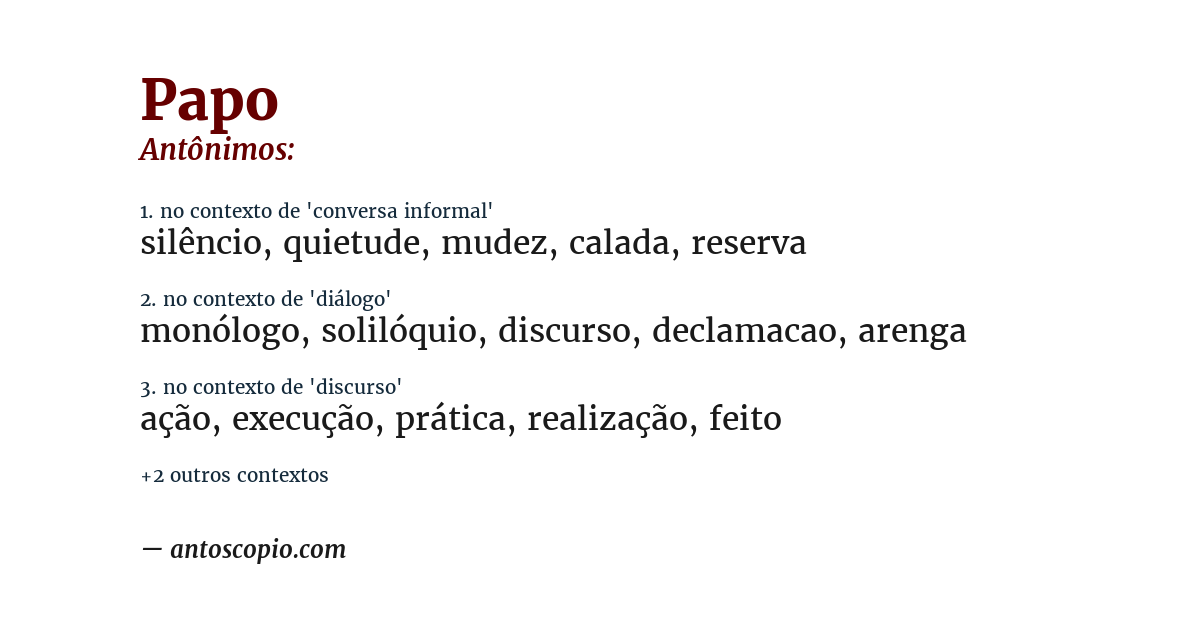 Antônimo de papo