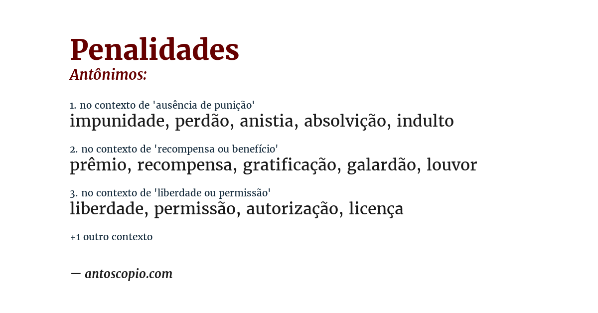 Antônimo de penalidades