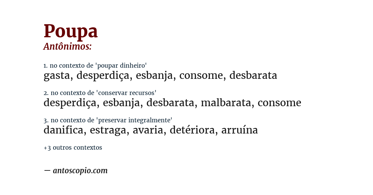 Antônimo de poupa
