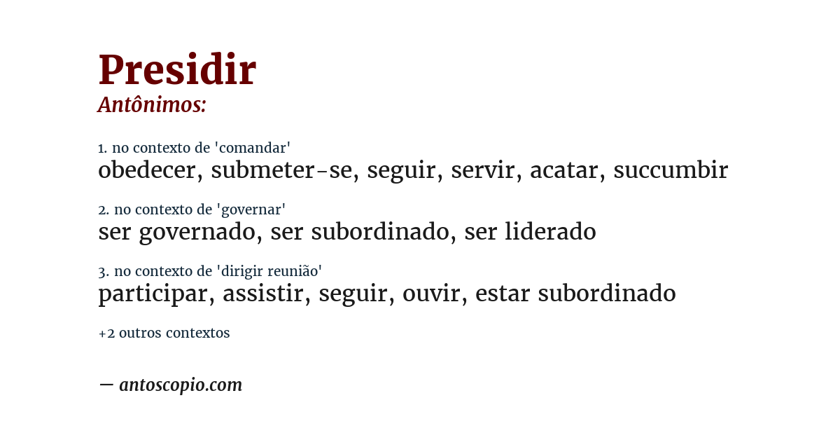 Antônimo de presidir