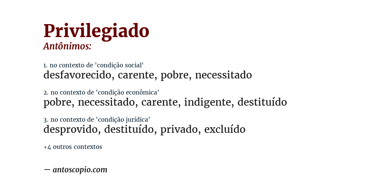 Antônimo de privilegiado