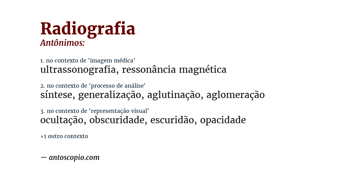 Antônimo de radiografia