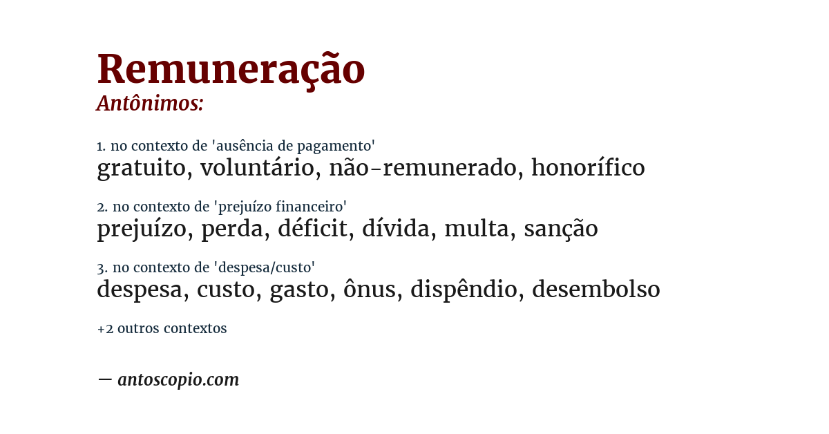Antônimo de remuneração