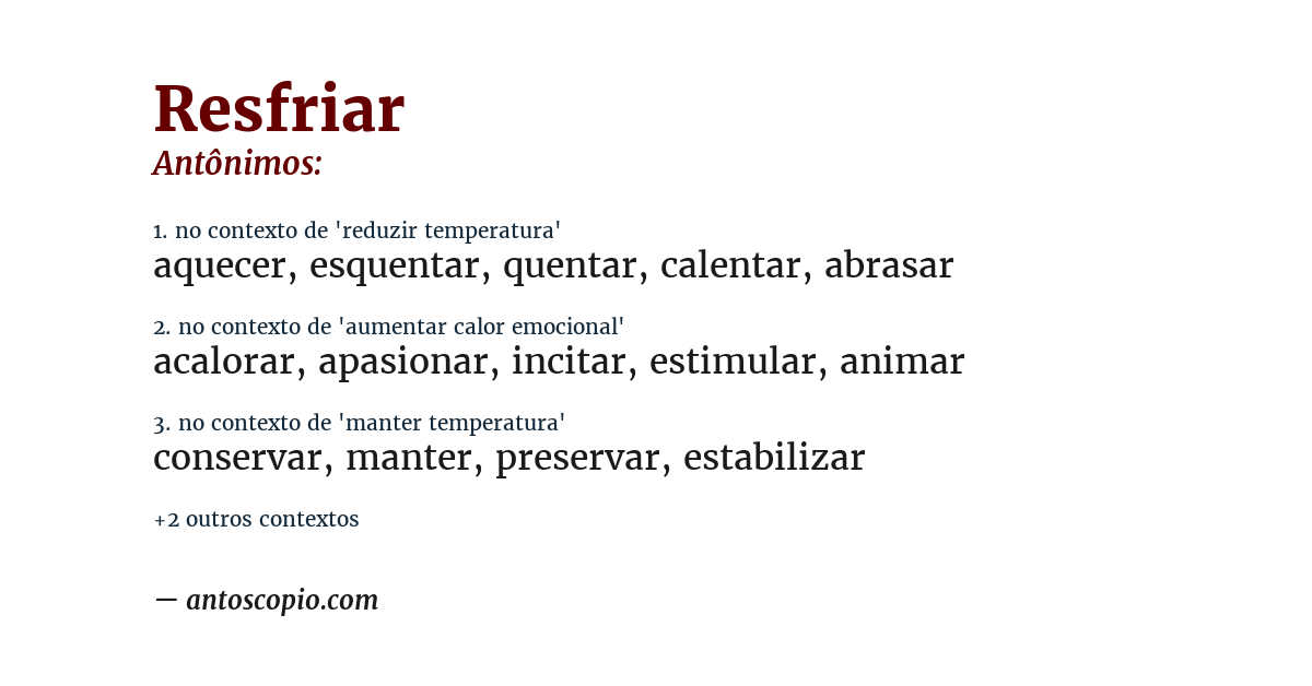 Antônimo de resfriar