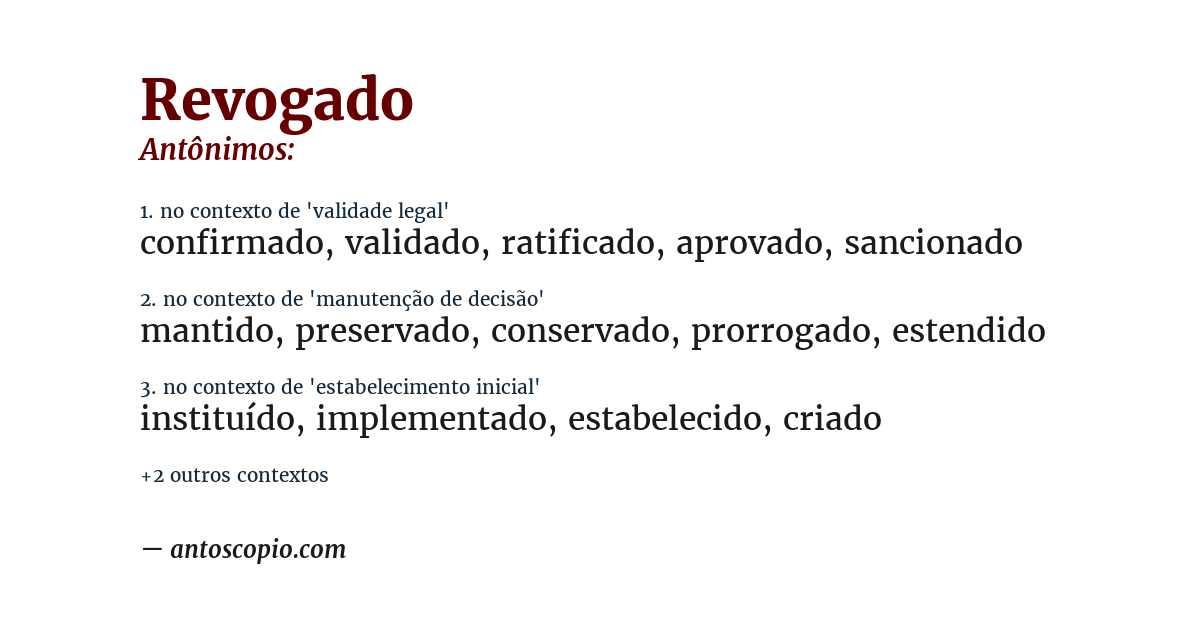Antônimo de revogado