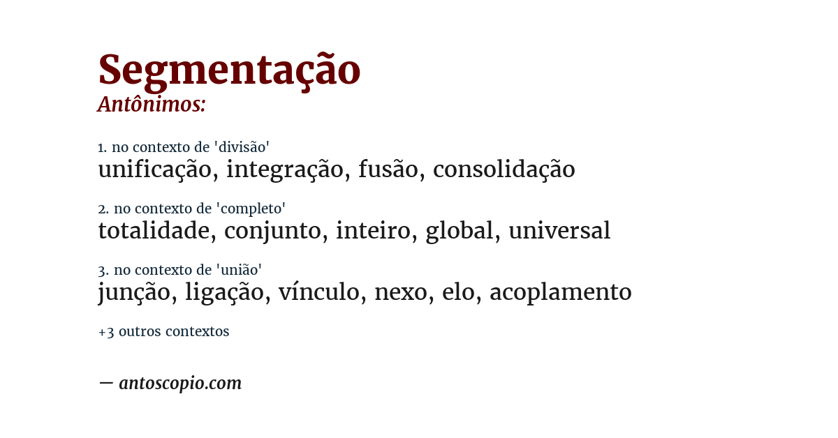 Antônimo de segmentação
