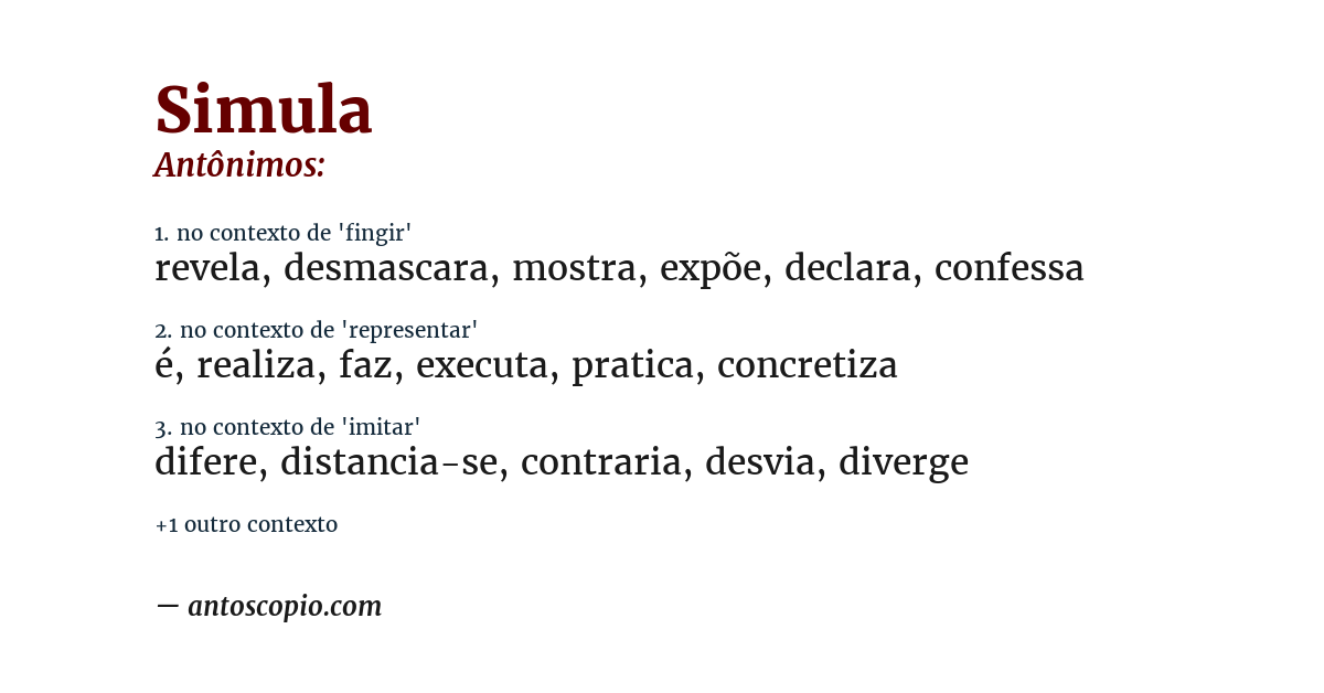 Antônimo de simula