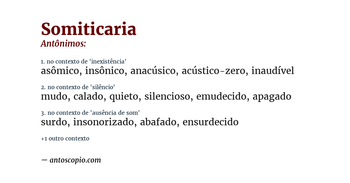 Antônimo de somiticaria