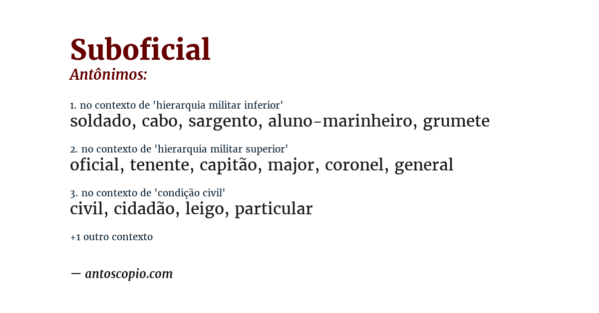 Antônimo de suboficial