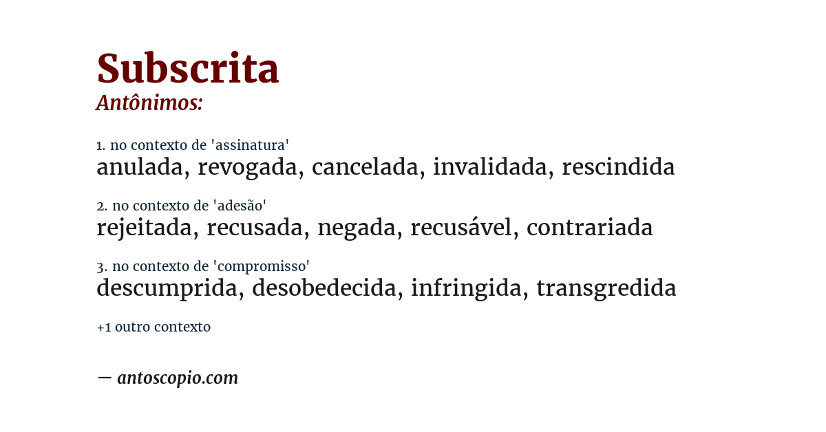 Antônimo de subscrita