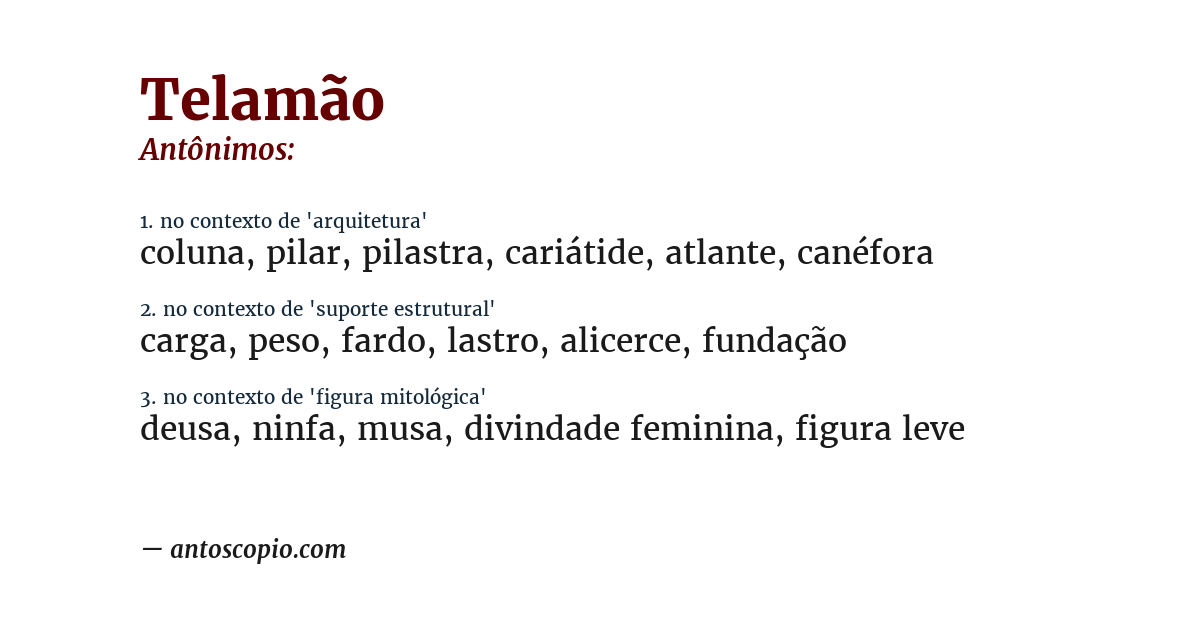 Antônimo de telamão