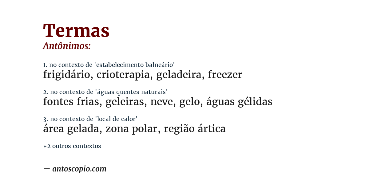 Antônimo de termas