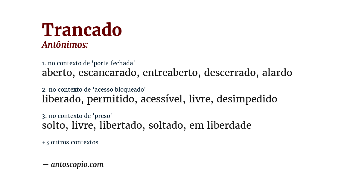 Antônimo de trancado
