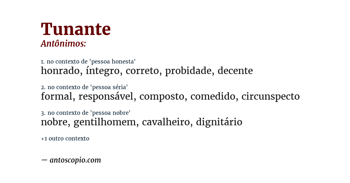 Antônimo de tunante