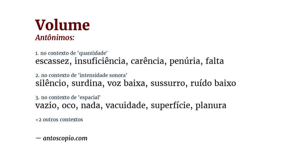 Antônimo de volume