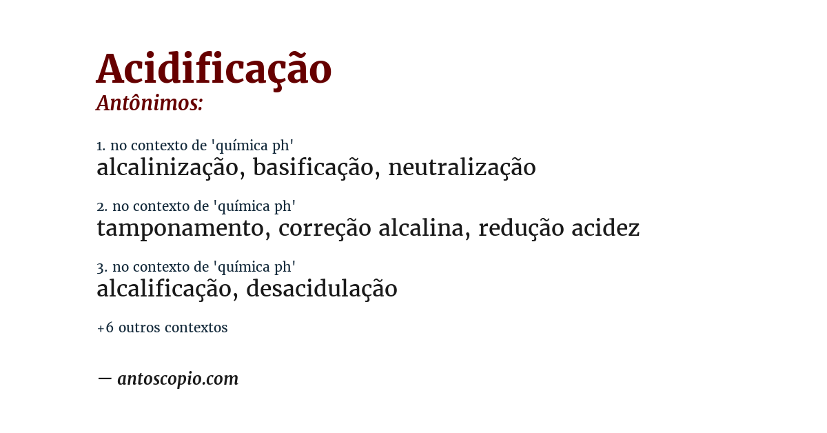 Antônimo de acidificação