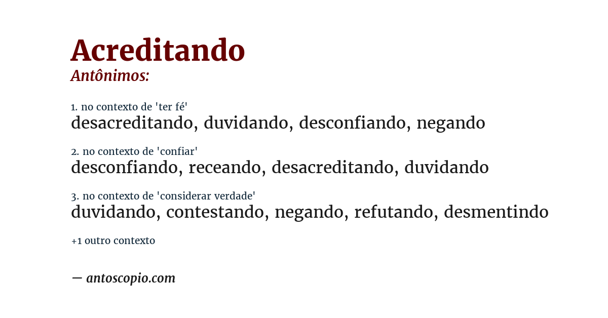 Antônimo de acreditando