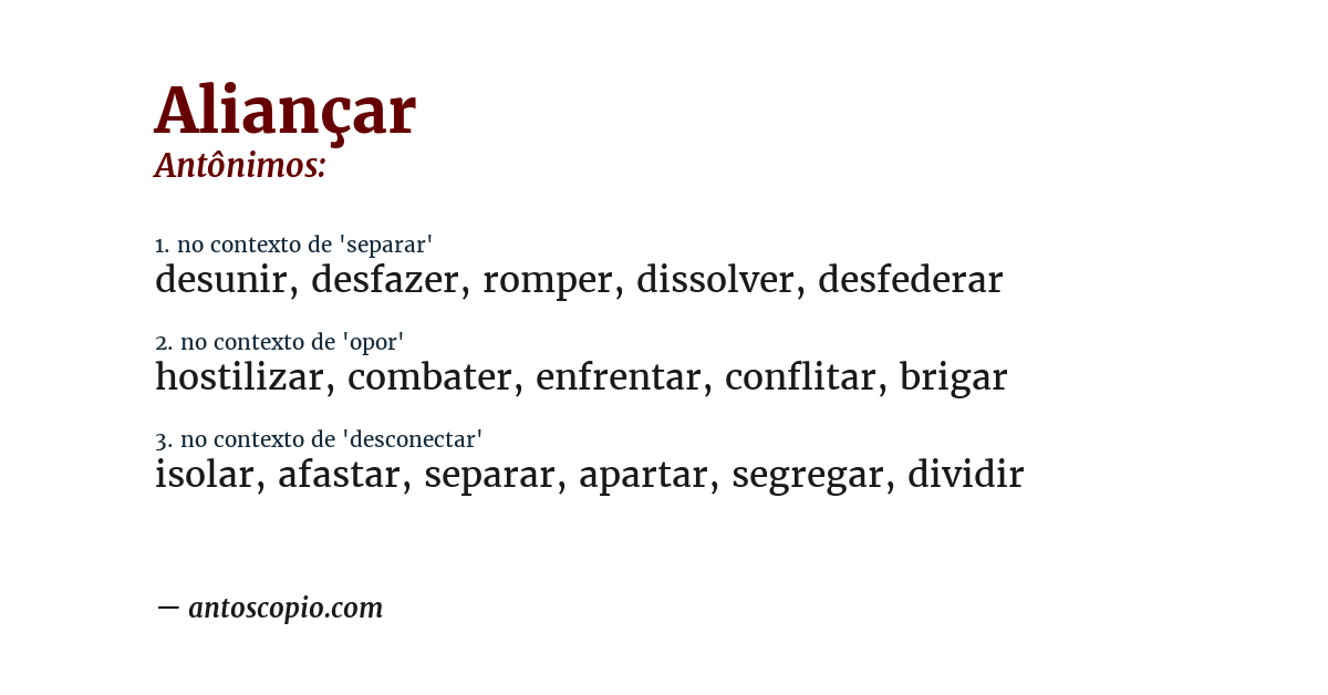 Antônimo de aliançar