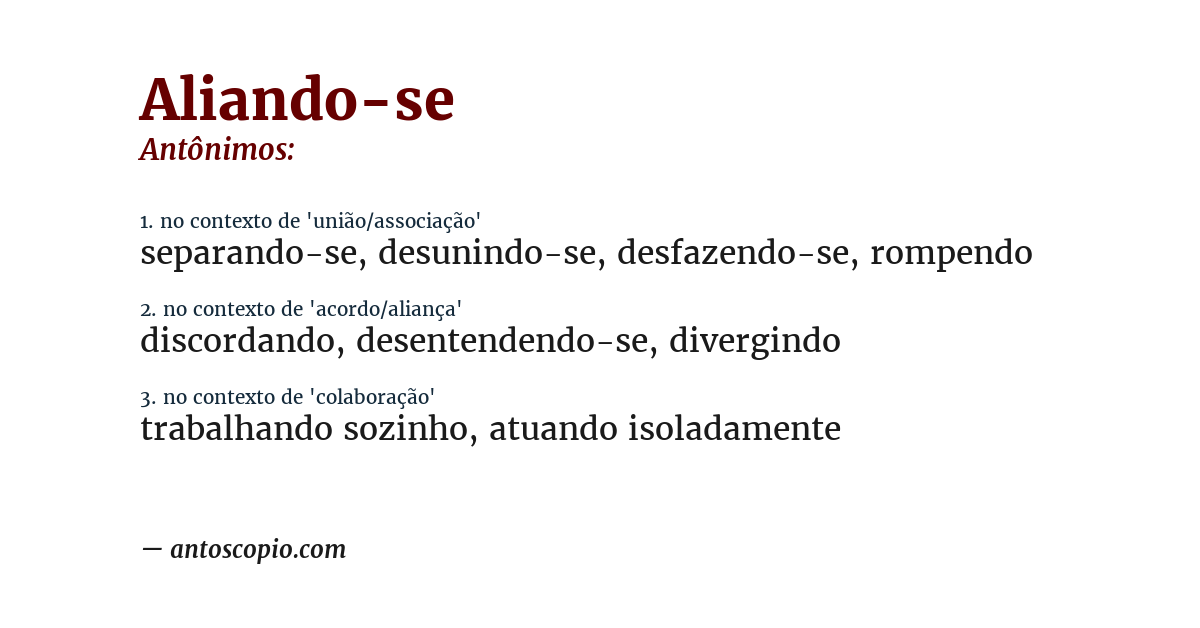Antônimo de aliando-se