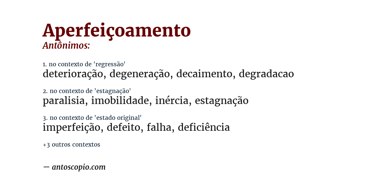 Antônimo de aperfeiçoamento