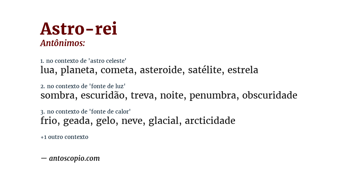Antônimo de astro-rei