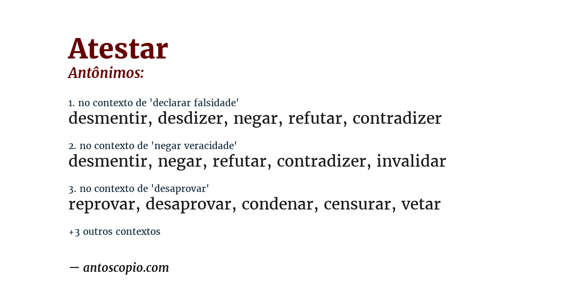 Antônimo de atestar